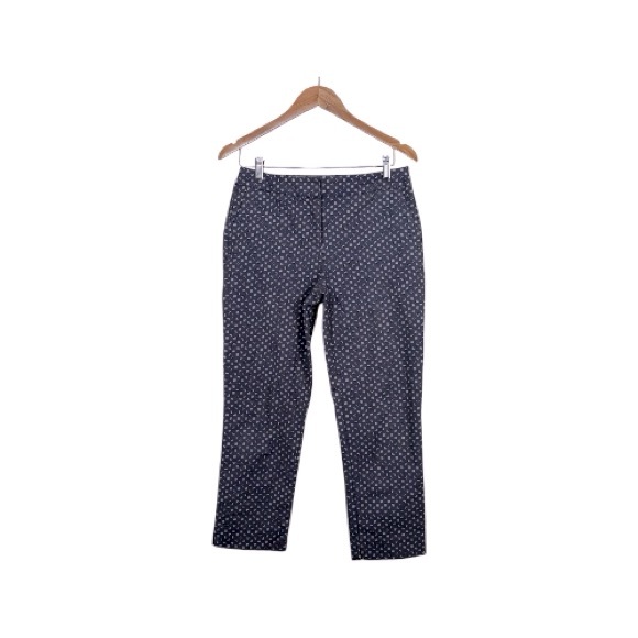 BODEN.   Gray Pink Print Flat Front Mid-Rise Zip Fly Pockets Cropped Pants 6R - Picture 1 of 8